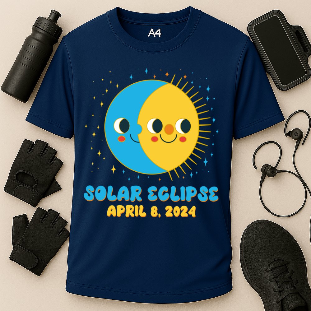 Solar Eclipse April 8 2024 Cute Moon And Sun Performance Shirt