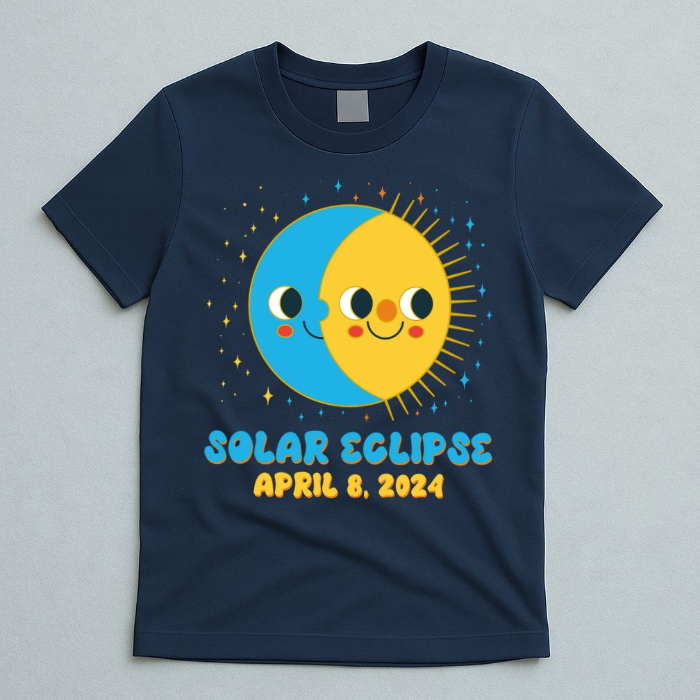 Solar Eclipse April 8 2024 Cute Moon And Sun T-Shirt