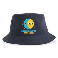 Solar Eclipse April 8 2024 Cute Moon And Sun Sustainable Bucket Hat