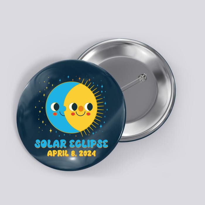 Solar Eclipse April 8 2024 Cute Moon And Sun Button