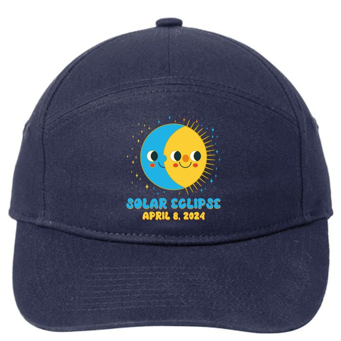 Solar Eclipse April 8 2024 Cute Moon And Sun 7-Panel Snapback Hat
