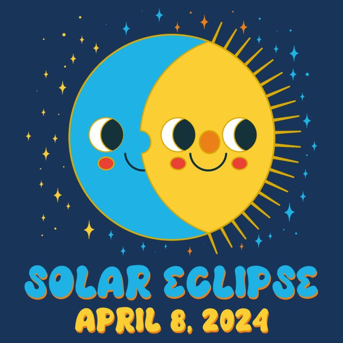 Solar Eclipse April 8 2024 Cute Moon And Sun 7-Panel Snapback Hat