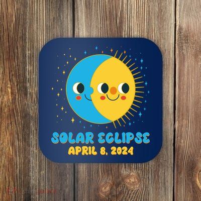 Solar Eclipse April 8 2024 Cute Moon And Sun Coaster