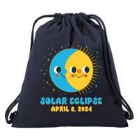 Solar Eclipse April 8 2024 Cute Moon And Sun Drawstring Bag