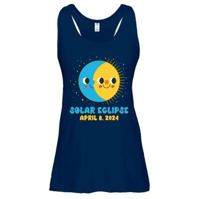 Solar Eclipse April 8 2024 Cute Moon And Sun Ladies Essential Flowy Tank