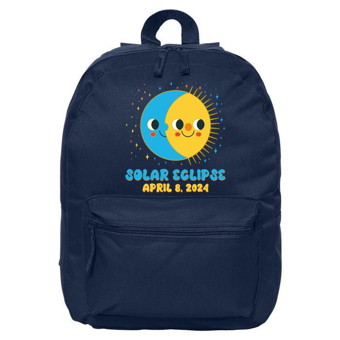 Solar Eclipse April 8 2024 Cute Moon And Sun 16 in Basic Backpack