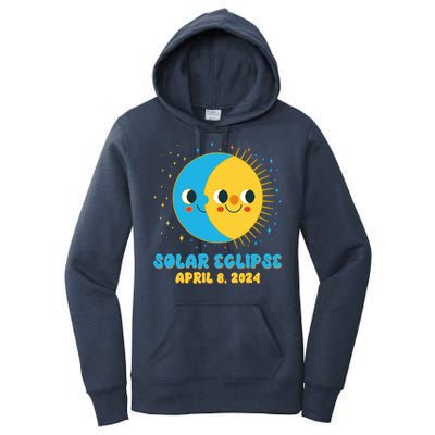 Solar Eclipse April 8 2024 Cute Moon And Sun Women's Pullover Hoodie