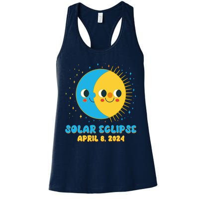 Solar Eclipse April 8 2024 Cute Moon And Sun Womens Tank Top