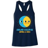 Solar Eclipse April 8 2024 Cute Moon And Sun Women's Racerback Tank