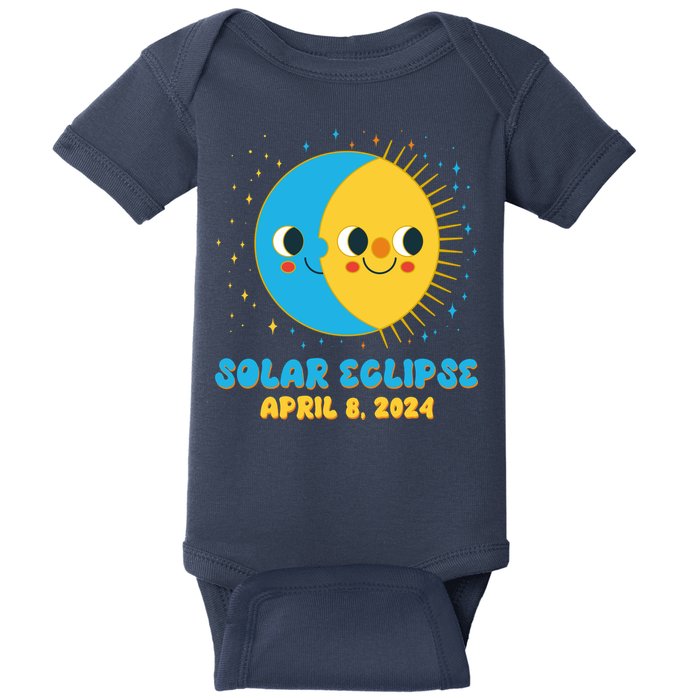 Solar Eclipse April 8 2024 Cute Moon And Sun Baby Bodysuit