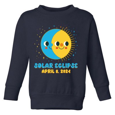 Solar Eclipse April 8 2024 Cute Moon And Sun Toddler Sweatshirt