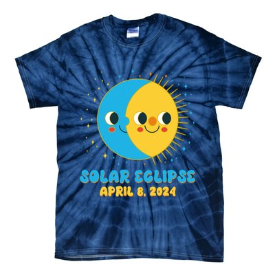 Solar Eclipse April 8 2024 Cute Moon And Sun Tie-Dye T-Shirt
