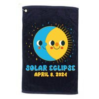 Solar Eclipse April 8 2024 Cute Moon And Sun Golf Towel