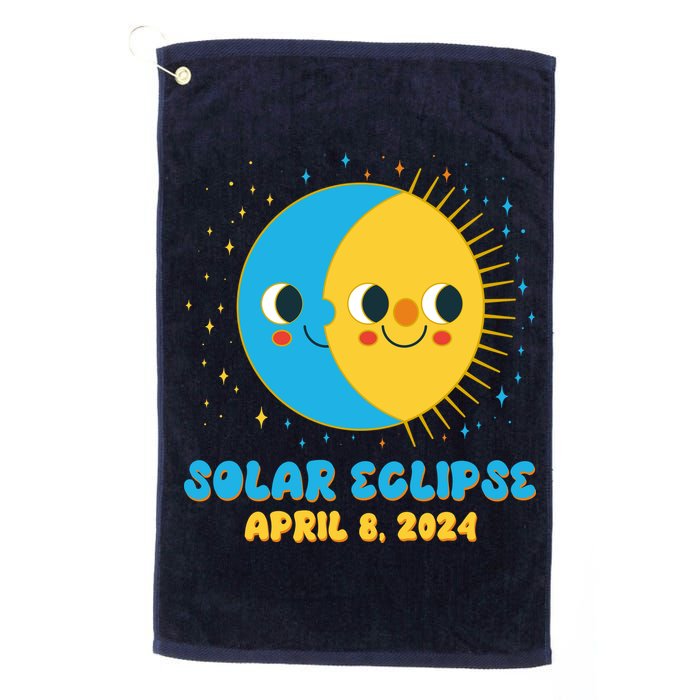 Solar Eclipse April 8 2024 Cute Moon And Sun Golf Towel