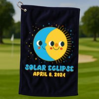 Solar Eclipse April 8 2024 Cute Moon And Sun Golf Towel