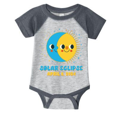 Solar Eclipse April 8 2024 Cute Moon And Sun Infant Baby Jersey Bodysuit