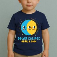 Solar Eclipse April 8 2024 Cute Moon And Sun Toddler T-Shirt