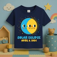 Solar Eclipse April 8 2024 Cute Moon And Sun Toddler T-Shirt