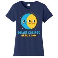 Solar Eclipse April 8 2024 Cute Moon And Sun Women's T-Shirt