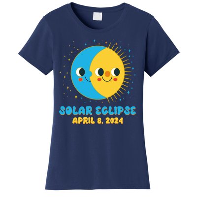 Solar Eclipse April 8 2024 Cute Moon And Sun Women's T-Shirt