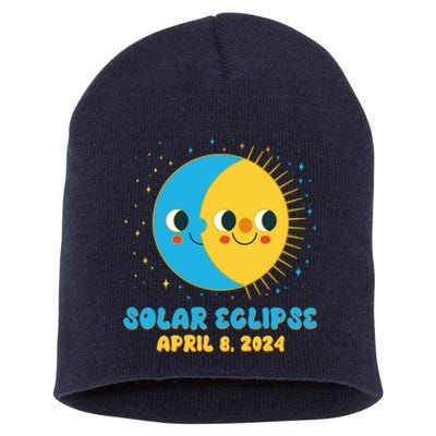 Solar Eclipse April 8 2024 Cute Moon And Sun Short Acrylic Beanie