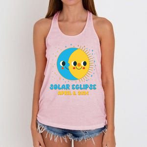 Solar Eclipse April 8 2024 Cute Moon And Sun Women's Knotted Racerback Tank