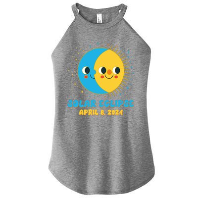 Solar Eclipse April 8 2024 Cute Moon And Sun Women's Perfect Tri Rocker Tank