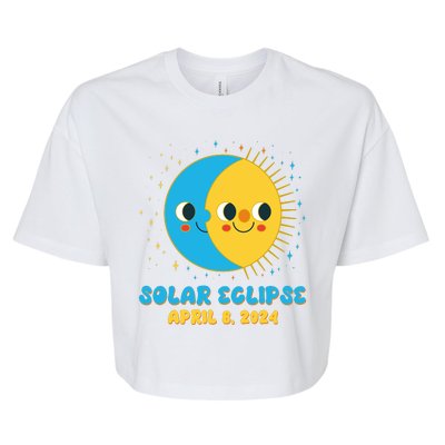 Solar Eclipse April 8 2024 Cute Moon And Sun Bella+Canvas Jersey Crop Tee