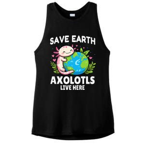 Save Earth Axolotl Live Here Funny Earth Day Girl Ladies PosiCharge Tri-Blend Wicking Tank