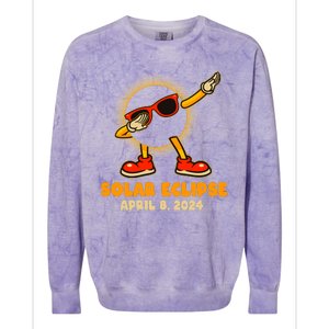 Solar Eclipse April 8 2024 Dabbing Sun Colorblast Crewneck Sweatshirt