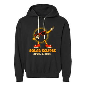 Solar Eclipse April 8 2024 Dabbing Sun Garment-Dyed Fleece Hoodie