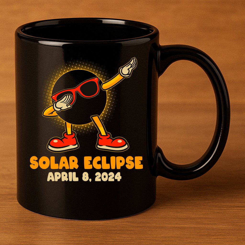 Solar Eclipse April 8 2024 Dabbing Sun 11oz C Handle Ceramic Mug