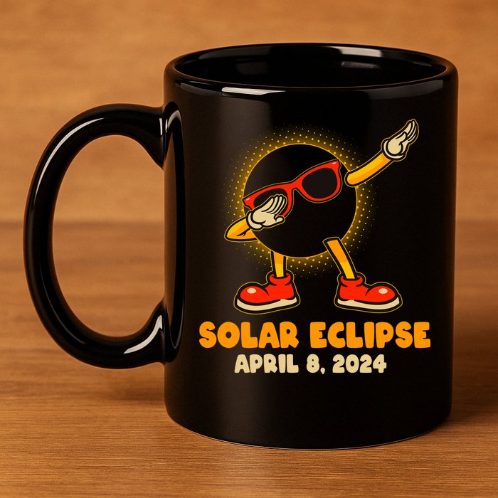Solar Eclipse April 8 2024 Dabbing Sun 11oz C Handle Ceramic Mug