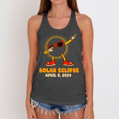 Solar Eclipse April 8 2024 Dabbing Sun Women's Knotted Racerback Tank