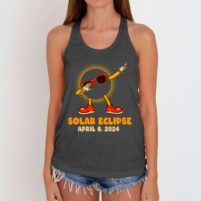 Solar Eclipse April 8 2024 Dabbing Sun Women's Knotted Racerback Tank