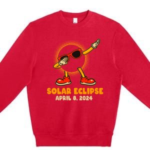 Solar Eclipse April 8 2024 Dabbing Sun Premium Crewneck Sweatshirt