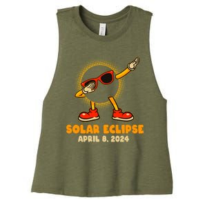 Solar Eclipse April 8 2024 Dabbing Sun Women's Racerback Cropped Tank