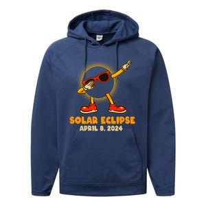 Solar Eclipse April 8 2024 Dabbing Sun Performance Fleece Hoodie