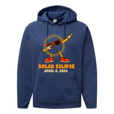 Solar Eclipse April 8 2024 Dabbing Sun Performance Fleece Hoodie