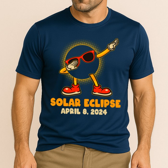 Solar Eclipse April 8 2024 Dabbing Sun Cooling Performance Crew T-Shirt