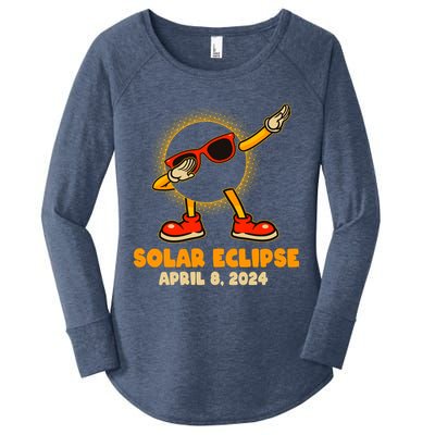Solar Eclipse April 8 2024 Dabbing Sun Women's Perfect Tri Tunic Long Sleeve Shirt