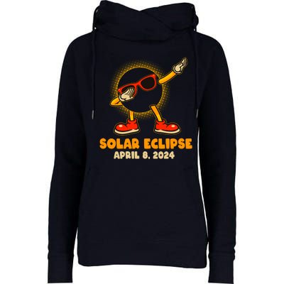 Solar Eclipse April 8 2024 Dabbing Sun Womens Funnel Neck Pullover Hood