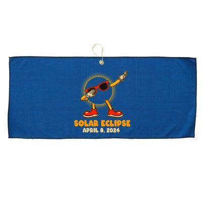 Solar Eclipse April 8 2024 Dabbing Sun Large Microfiber Waffle Golf Towel