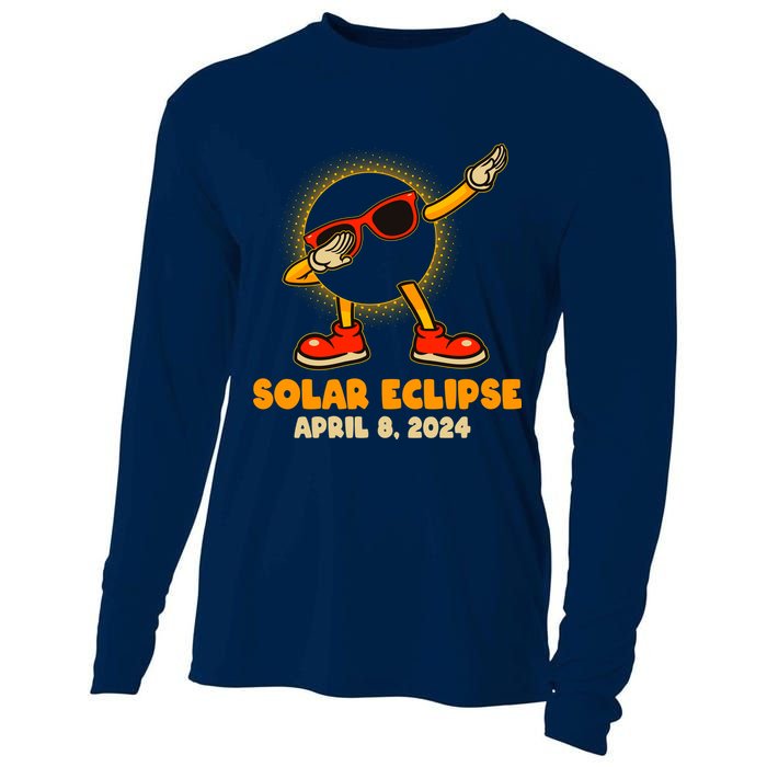 Solar Eclipse April 8 2024 Dabbing Sun Cooling Performance Long Sleeve Crew