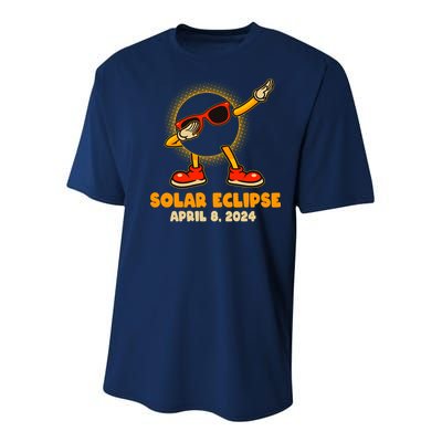 Solar Eclipse April 8 2024 Dabbing Sun Youth Performance Sprint T-Shirt