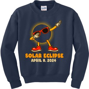 Solar Eclipse April 8 2024 Dabbing Sun Kids Sweatshirt