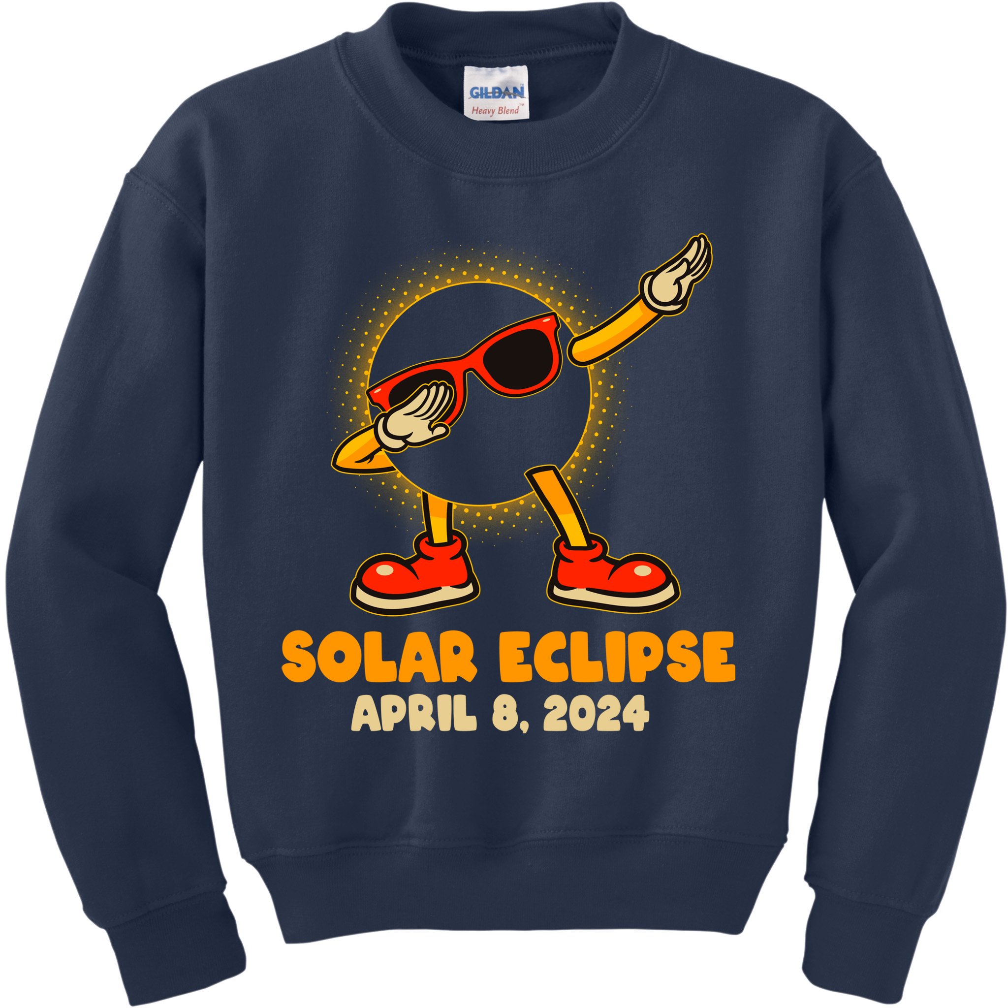 Solar Eclipse April 8 2024 Dabbing Sun Kids Sweatshirt