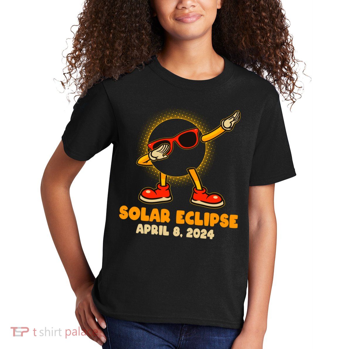 Solar Eclipse April 8 2024 Dabbing Sun Kids T-Shirt