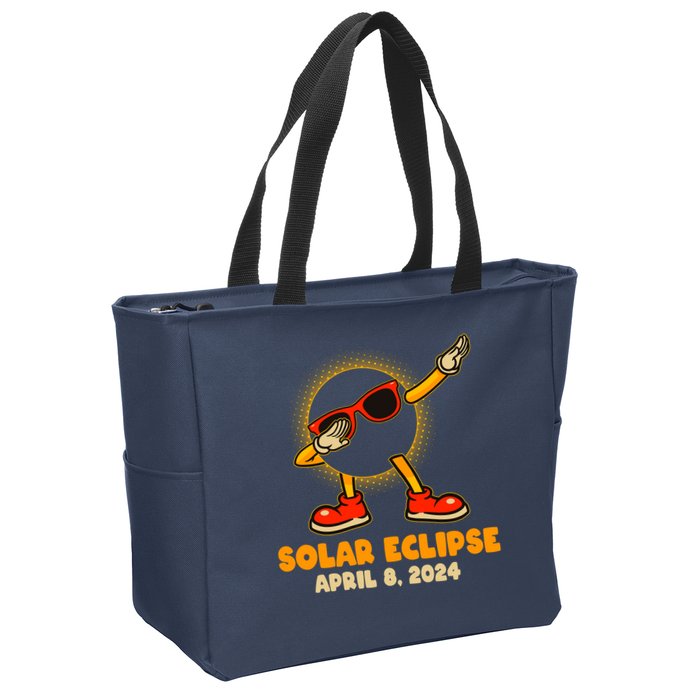 Solar Eclipse April 8 2024 Dabbing Sun Zip Tote Bag