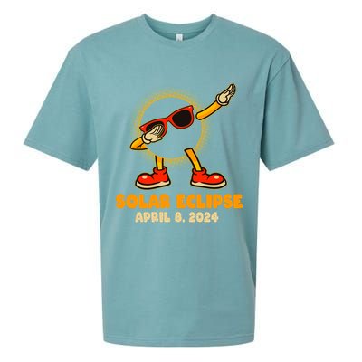 Solar Eclipse April 8 2024 Dabbing Sun Sueded Cloud Jersey T-Shirt